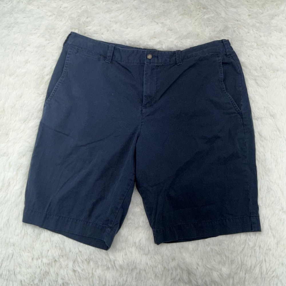 Polo Ralph Lauren Chino Shorts Womens 14 Navy Blue Cotton Flat Front Pony